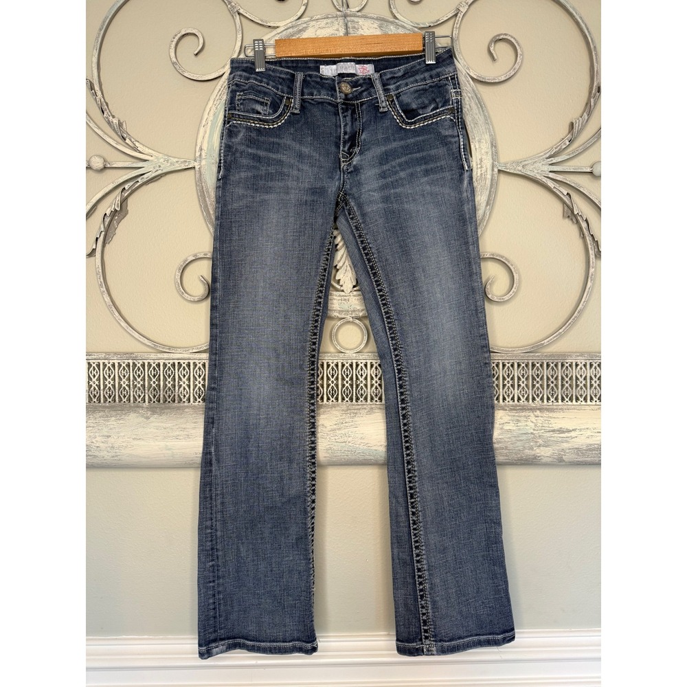 Tin Haul Jeans Women's Low Rise 28S Medium Wash Bootcut Rodeo Western Denim EUC